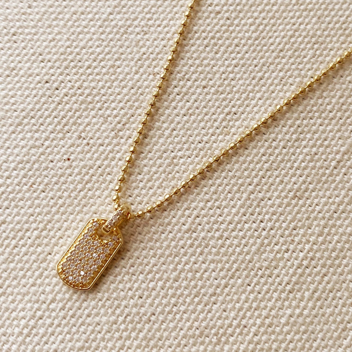 Mini Dog Tag Necklace - 18k Gold Filled