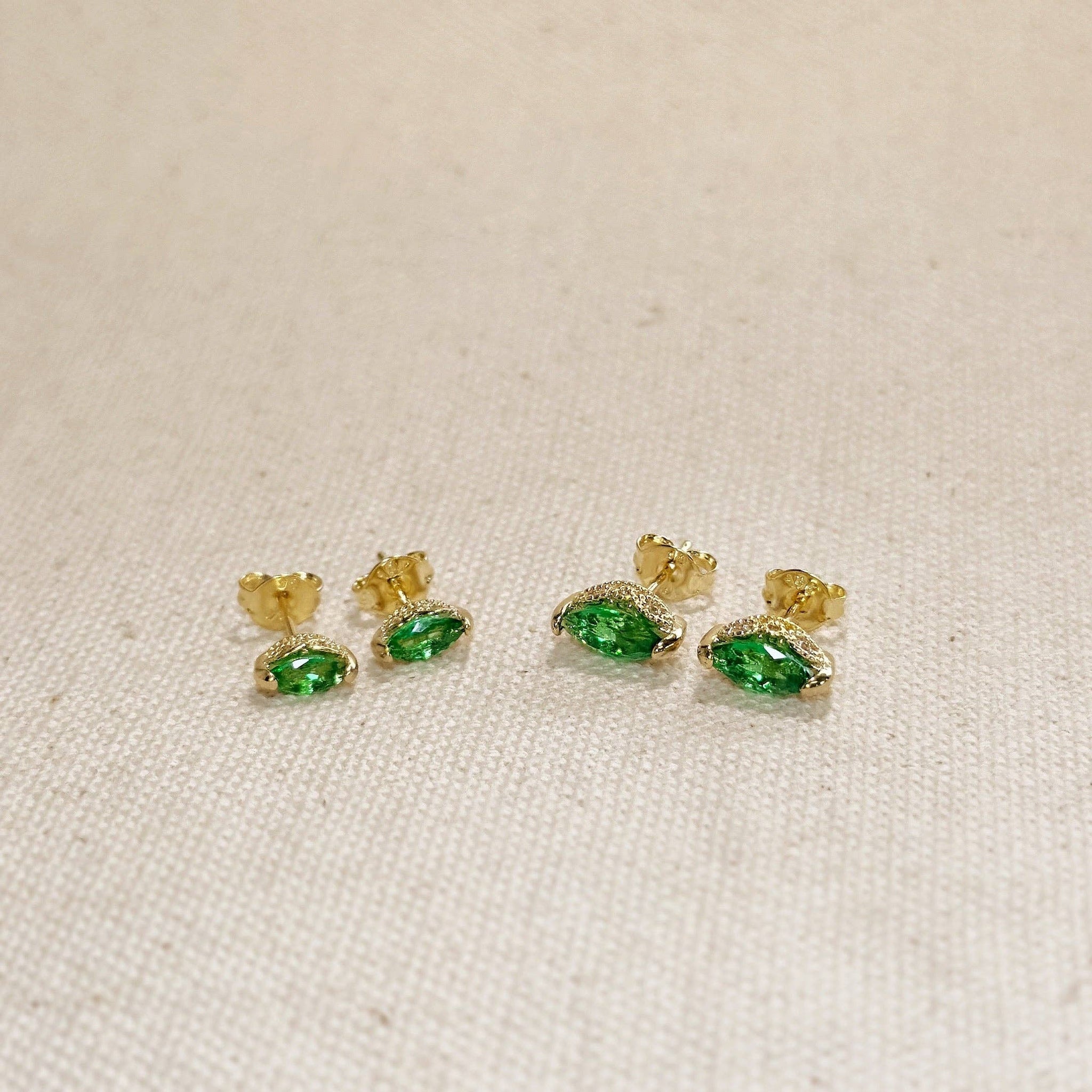 Vintage Marquise Emerald Stackable Earrings