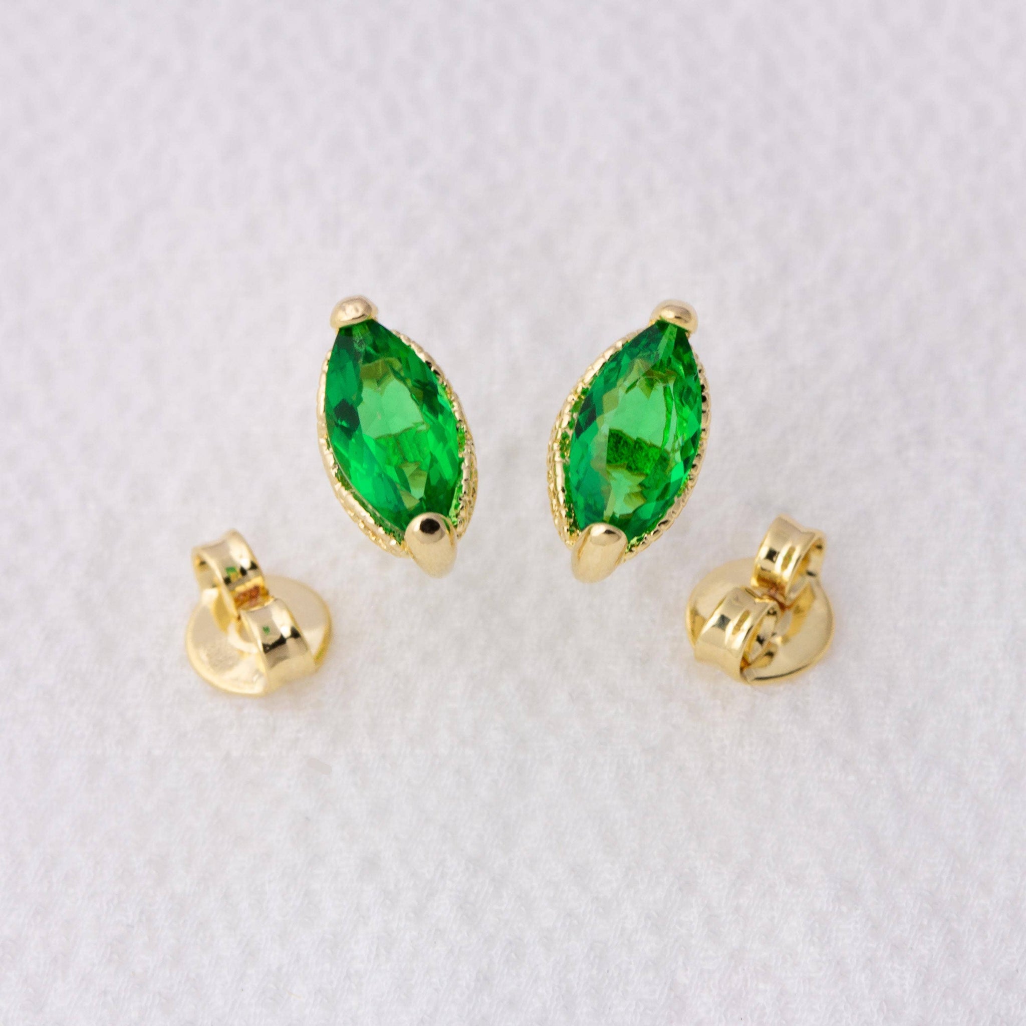 Vintage Marquise Emerald Stackable Earrings