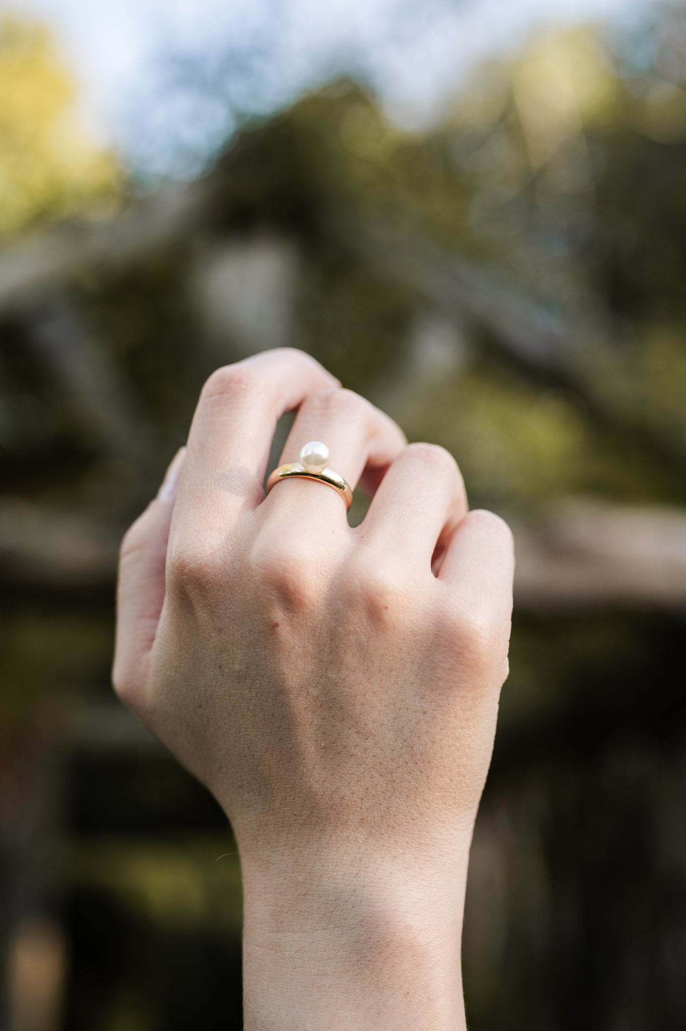 Solitaire Pearl Ring - 18k Gold Filled