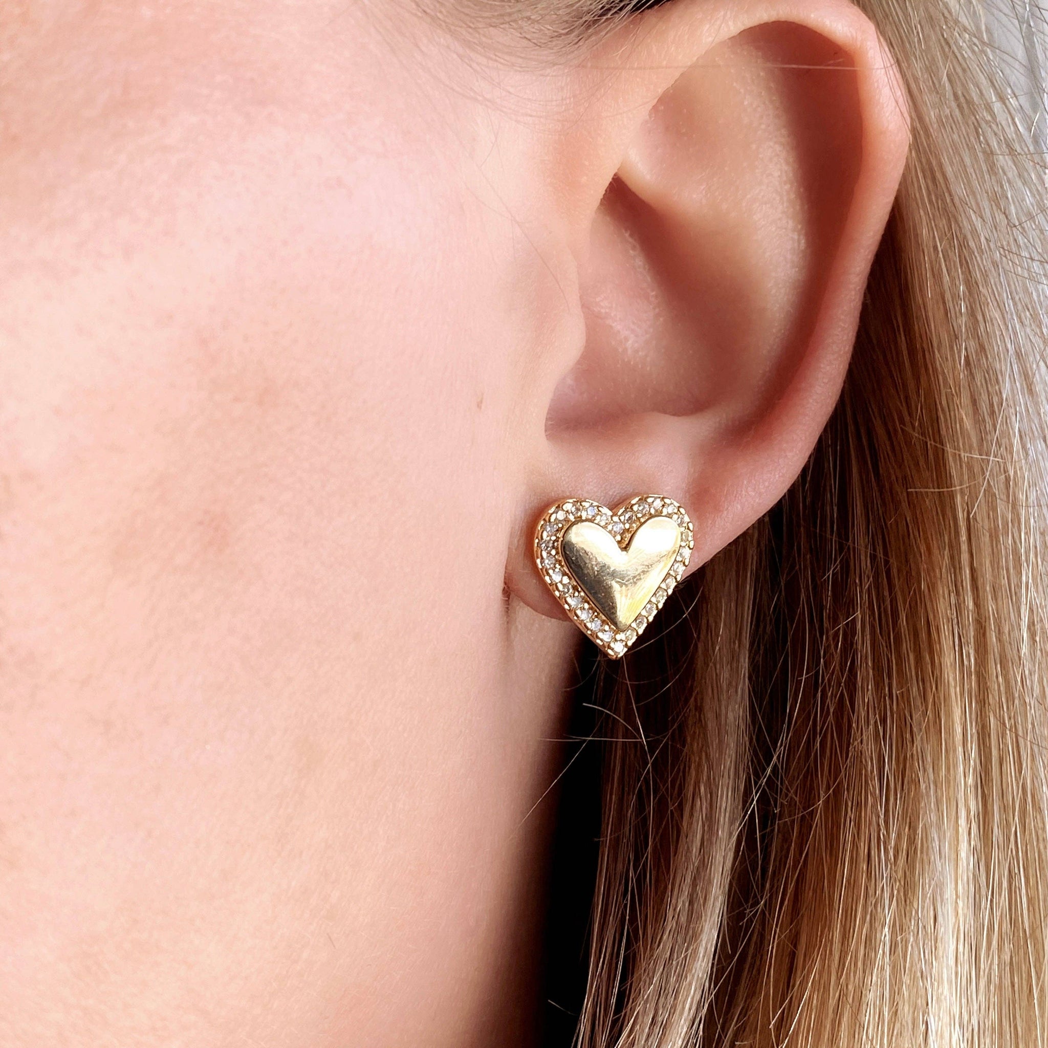 Pillow Heart Stud Earrings