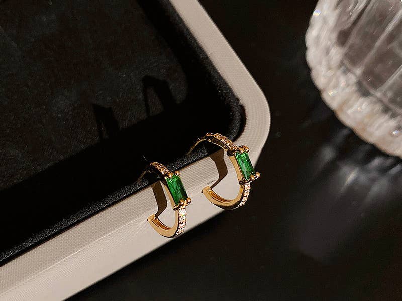 Emerald Hoop Earrings