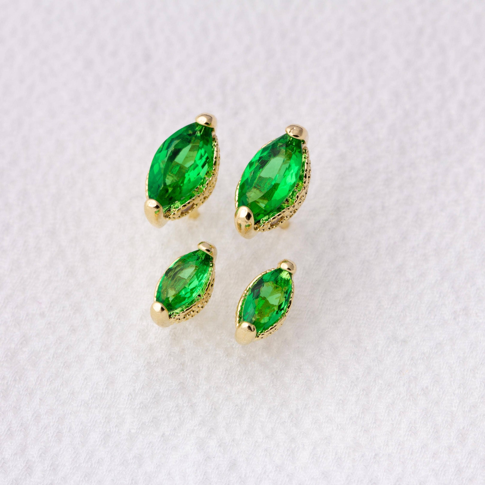 Vintage Marquise Emerald Stackable Earrings