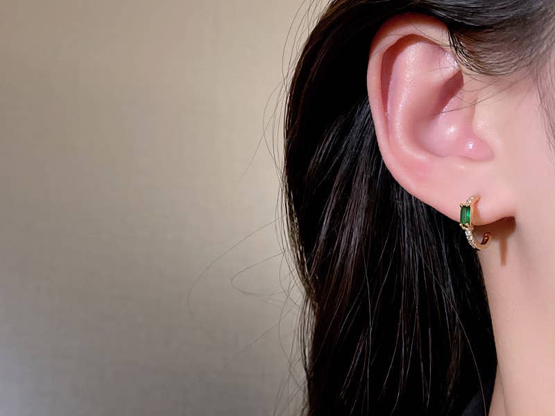 Emerald Hoop Earrings